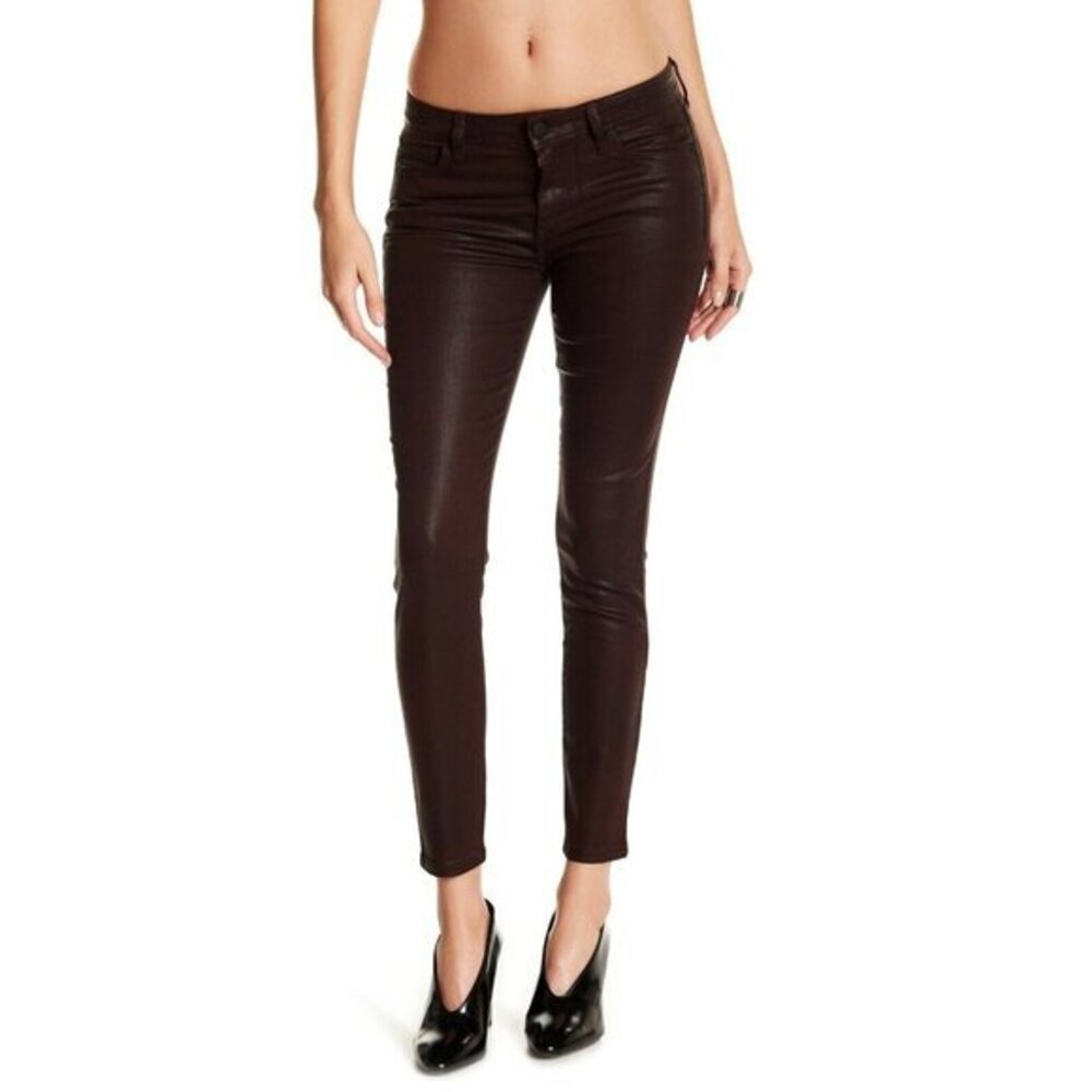 Joe's Jeans Coated Skinny Jeans The Icon Ankle Deep Orchid Red Denim SZ 32 NWT